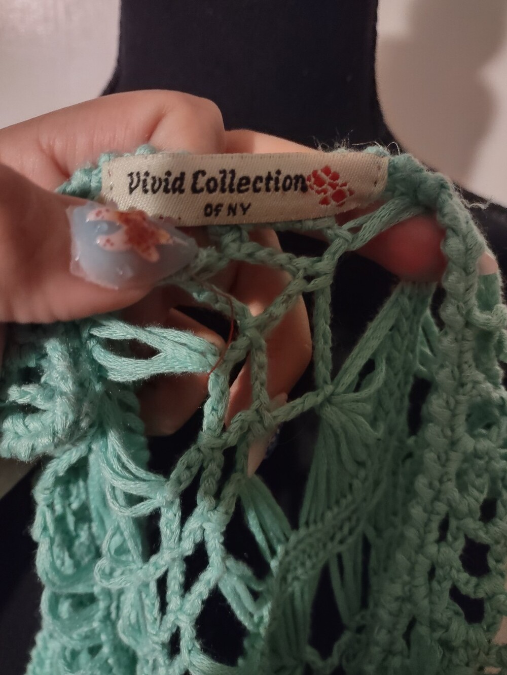 Mermaidcore Boho Blue Green Crochet Top - Picture 5 of 16